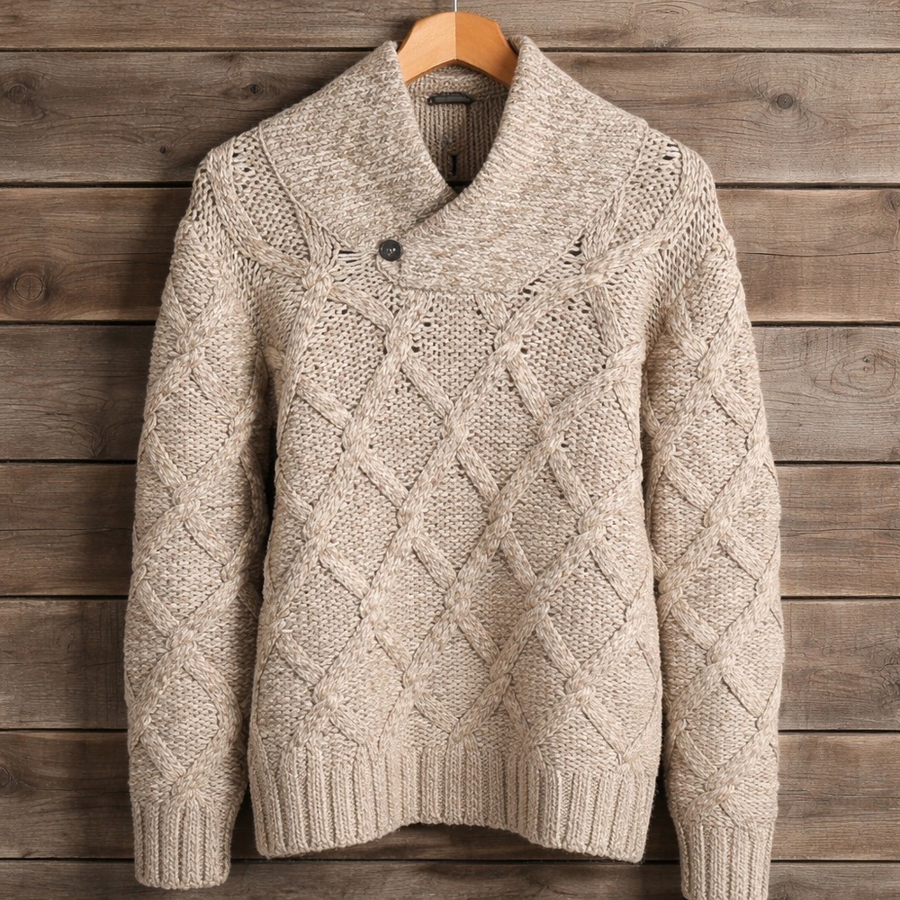 Vintage Eddie Bauer Men's Turtleneck Sweater - Cream